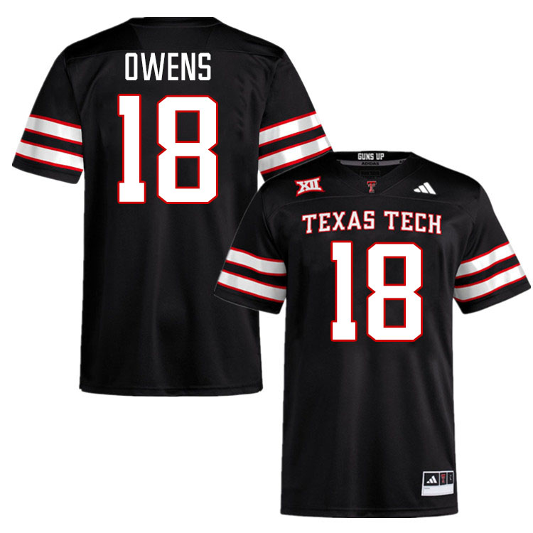 #18 Tyler Owens Texas Tech Red Raiders Jerseys College Football Uniforms Stitched-Black